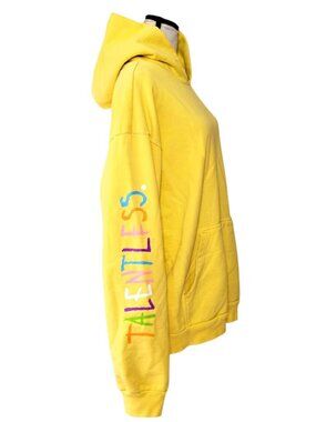 Talentless Heavyweight Fleece Hoodie Size M Yellow Crayon Spellout